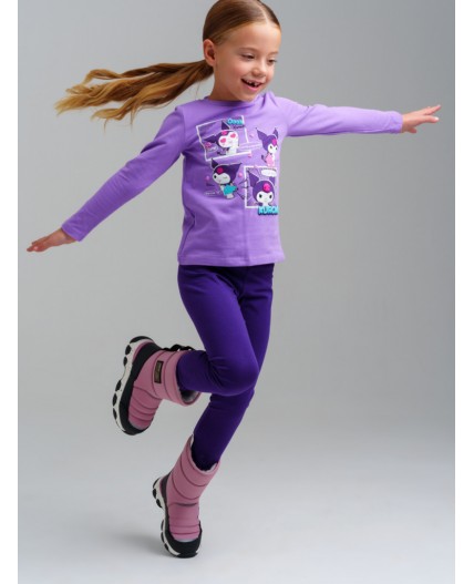 Фуфайка трикотажная для девочек (футболка с длинными рукавами) сиреневый