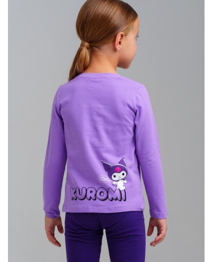 Фуфайка трикотажная для девочек (футболка с длинными рукавами) сиреневый