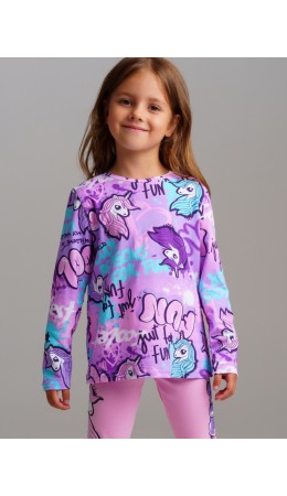 Фуфайка трикотажная для девочек (футболка с длинными рукавами) разноцветный