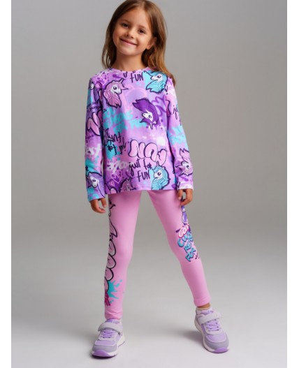 Фуфайка трикотажная для девочек (футболка с длинными рукавами) разноцветный