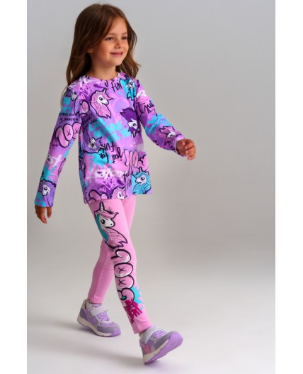 Фуфайка трикотажная для девочек (футболка с длинными рукавами) разноцветный