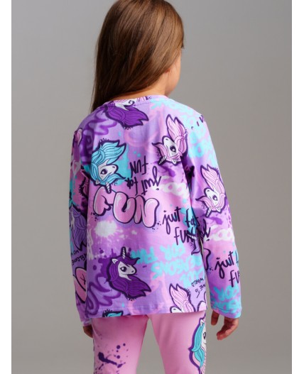 Фуфайка трикотажная для девочек (футболка с длинными рукавами) разноцветный