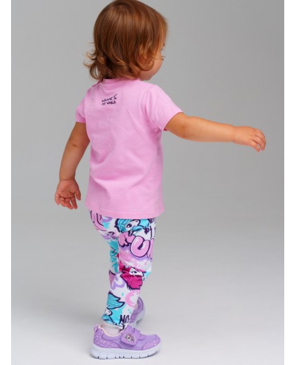Комплект детский трикотажный для девочек: фуфайка (футболка), брюки (легинсы) разноцветный