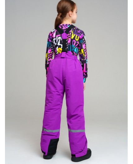 Брюки текстильные с полиуретановым покрытием для девочек сиреневый