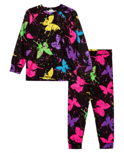 Термокомплект трикот. для девочек: фуфайка (футболка) с длин. рук, брюки для эпизод. использования черный