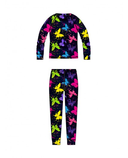 Термокомплект трикот. для девочек: фуфайка (футболка) с длин. рук, брюки для эпизод. использования черный