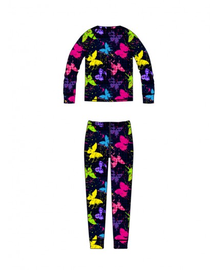 Термокомплект трикот. для девочек: фуфайка (футболка) с длин. рук, брюки для эпизод. использования черный