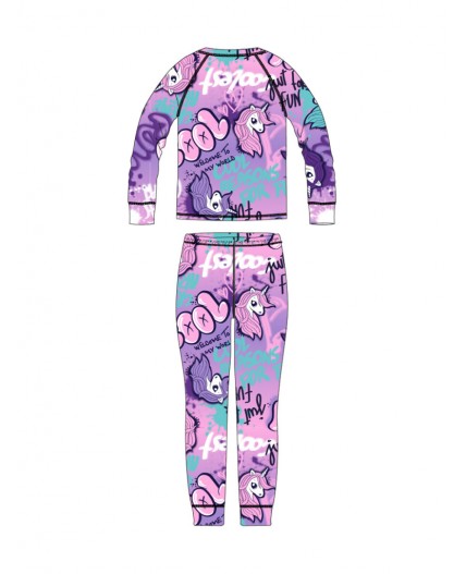 Термокомплект трикот. для девочек: фуфайка (футболка) с длин. рук, брюки для эпизод. использования разноцветный