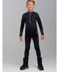Термокомплект трикот. для мальчиков: фуфайка (футболка) с длин. рук, брюки для эпизод. использования черный