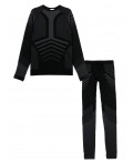 Термокомплект трикот. для мальчиков: фуфайка (футболка) с длин. рук, брюки для эпизод. использования черный