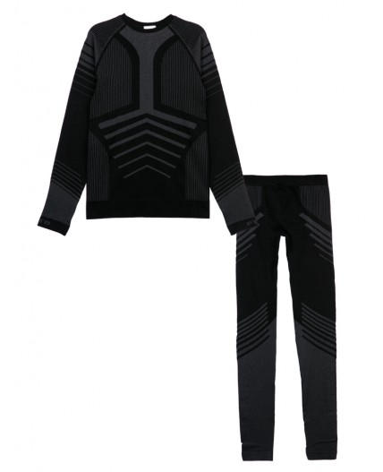 Термокомплект трикот. для мальчиков: фуфайка (футболка) с длин. рук, брюки для эпизод. использования черный