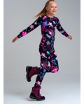 Термокомплект трикот. для девочек: фуфайка (футболка) с длин. рук, брюки для эпизод. использования разноцветный