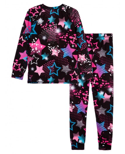 Термокомплект трикот. для девочек: фуфайка (футболка) с длин. рук, брюки для эпизод. использования разноцветный