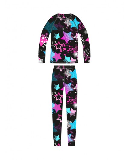 Термокомплект трикот. для девочек: фуфайка (футболка) с длин. рук, брюки для эпизод. использования разноцветный