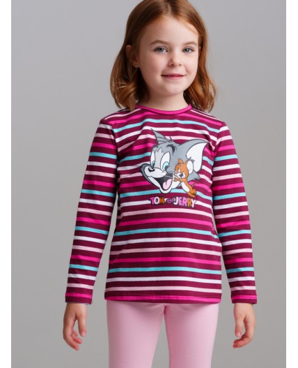 Фуфайка трикотажная для девочек (футболка с длинными рукавами) разноцветный