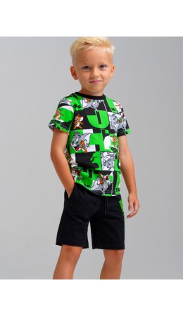 Комплект трикотажный для мальчиков: фуфайка (футболка), шорты разноцветный