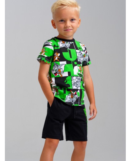 Комплект трикотажный для мальчиков: фуфайка (футболка), шорты разноцветный