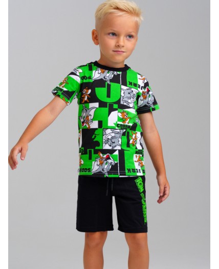 Комплект трикотажный для мальчиков: фуфайка (футболка), шорты разноцветный