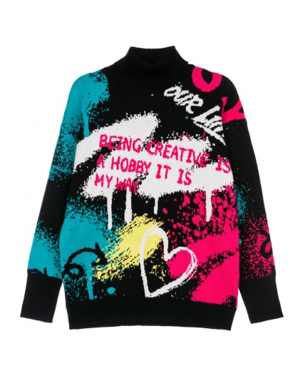 Свитер трикотажный для девочек разноцветный