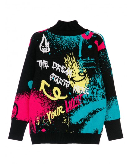 Свитер трикотажный для девочек разноцветный