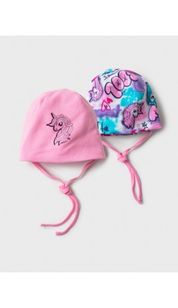 Шапка детская трикотажная для девочек, 2 шт в комплекте разноцветный