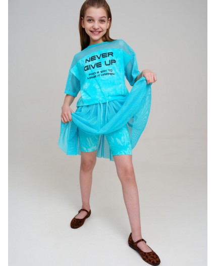 Юбка-легинсы трикотажные для девочек голубой