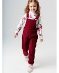 Полукомбинезон текстильный утепленный флисом для девочек бордовый
