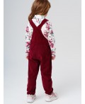 Полукомбинезон текстильный утепленный флисом для девочек бордовый
