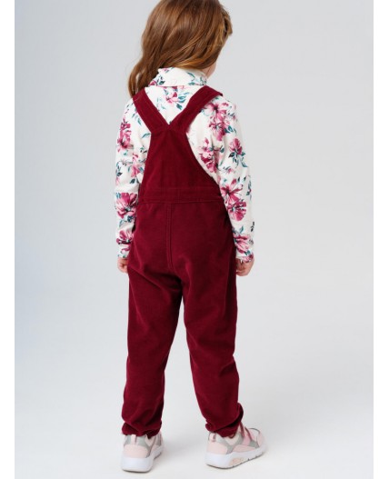 Полукомбинезон текстильный утепленный флисом для девочек бордовый