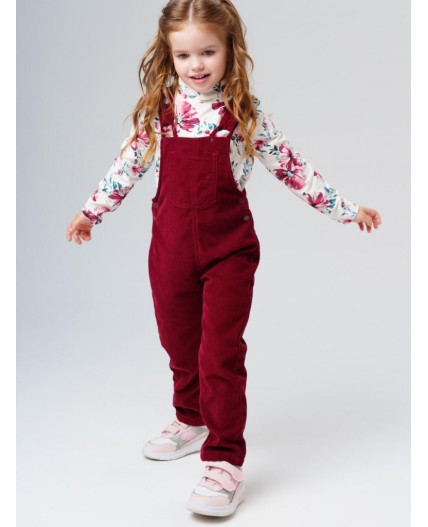 Полукомбинезон текстильный утепленный флисом для девочек бордовый