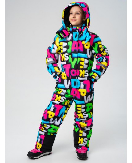 Комбинезон текстильный с полиуретановым покрытием для девочек черный