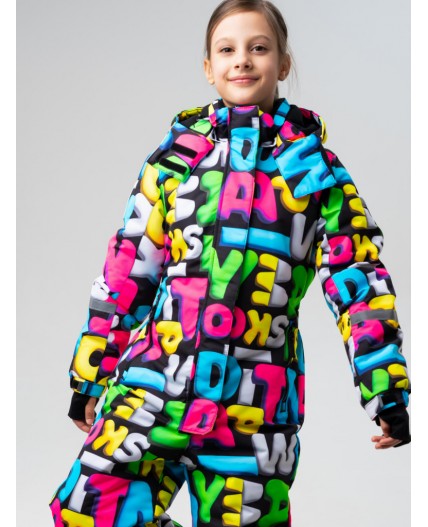 Комбинезон текстильный с полиуретановым покрытием для девочек черный