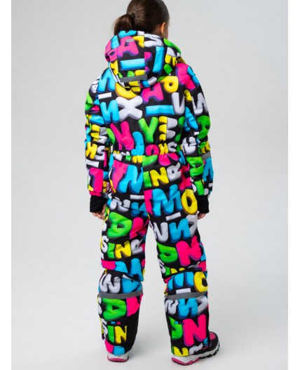 Комбинезон текстильный с полиуретановым покрытием для девочек черный