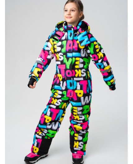 Комбинезон текстильный с полиуретановым покрытием для девочек черный