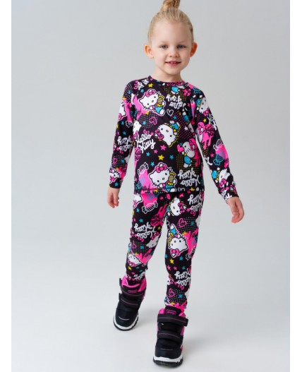 Термокомплект трикот. для девочек: фуфайка (футболка) с длин. рук, брюки для эпизод. использования разноцветный