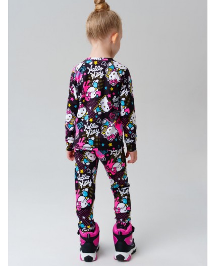 Термокомплект трикот. для девочек: фуфайка (футболка) с длин. рук, брюки для эпизод. использования разноцветный