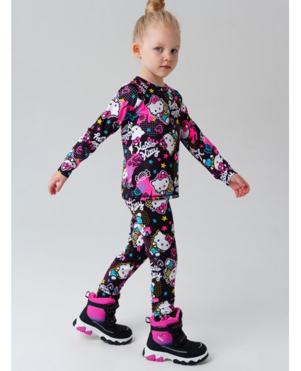Термокомплект трикот. для девочек: фуфайка (футболка) с длин. рук, брюки для эпизод. использования разноцветный