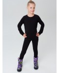 Термокомплект трикот. для девочек: фуфайка (футболка) с длин. рук, брюки для эпизод. использования черный