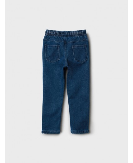 Брюки текстильные джинсовые утепленные флисом для мальчиков тёмно-синий