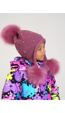 Шапка вязаная для девочки розовый