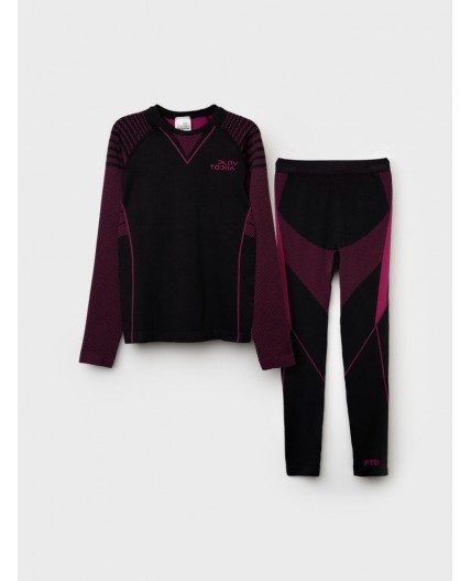 Термобелье для девочки черный,фуксия