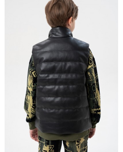 Жилет кожаный для мальчиков черный