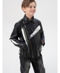 Куртка кожаная для мальчиков черный,хаки