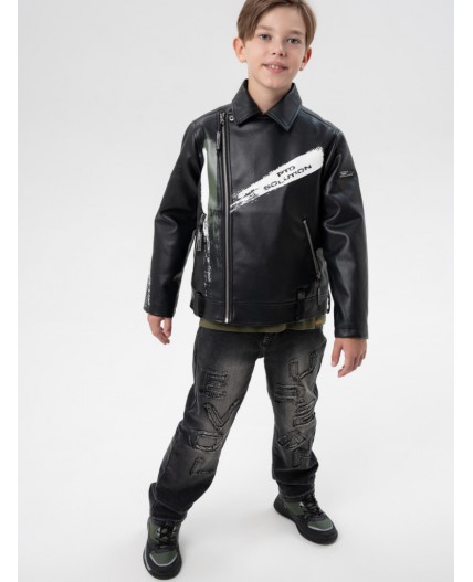 Куртка кожаная для мальчиков черный,хаки