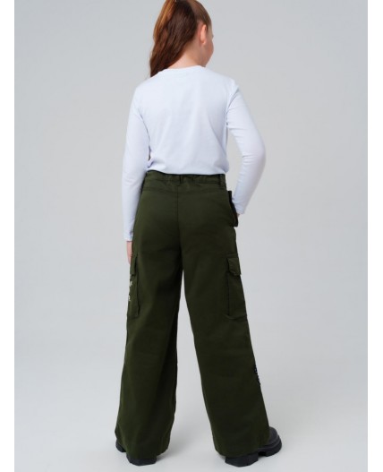 Брюки текстильные для девочек хаки