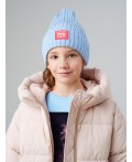 Шапка трикотажная для девочек голубой