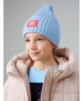 Шапка трикотажная для девочек голубой