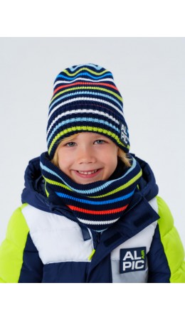 Комплект трикотажный для мальчиков: шапка, снуд разноцветный