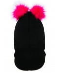 Шапка трикотажная для девочек черный,фуксия