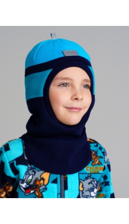 Шапка трикотажная для мальчиков тёмно-синий,синий,голубой